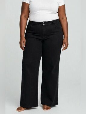 NWT BloomChic Plus Size 4XL High Stretch Wide Leg Cargo Pants in Black us26